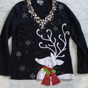 Berek Black Reindeer Ladies Sweater